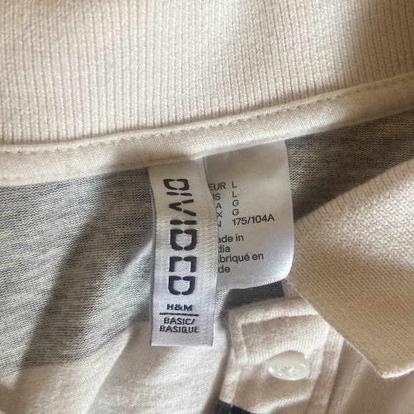 H&M COLLARED STRIPED LONG SLEEVE CROP TOP SIZE L - Picture 3 of 4